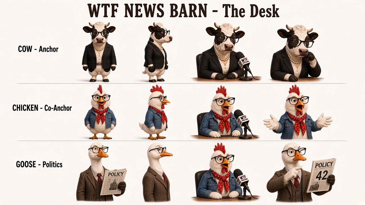 Cow, Chicken and Goose pose sheet